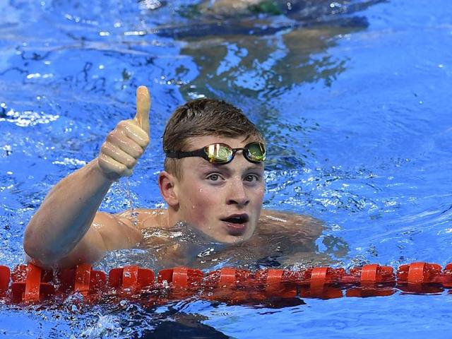 Britain's Adam Peaty celebrates after breaking the world record in the Men's 100m Breaststroke heat during the swimming event at the Rio 2016 Olympic Games. (AFP Photo) Britain's Adam Peaty celebrates after breaking the world record in the Men's 100m Breaststroke heat during the swimming event at the Rio 2016 Olympic Games. (AFP Photo)