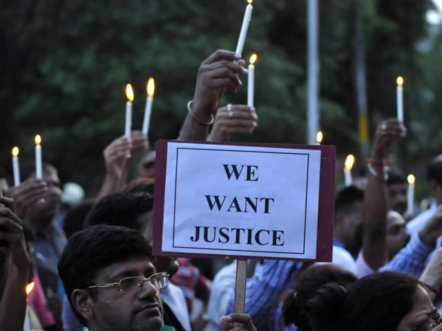 People take out a march demanding justice for the Bulandshahr gangrape victims, in Noida Saturday. (Sunil Ghosh / HT Photo) People take out a march demanding justice for the Bulandshahr gangrape victims, in Noida Saturday. (Sunil Ghosh / HT Photo)