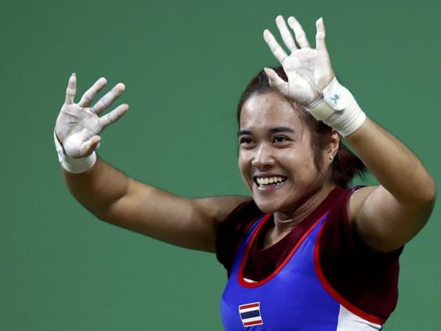 Women's 48kg weightlifting- Sopita Tanasan of Thailand acknowledges the crowd after winning the gold medal. (REUTERS) Women's 48kg weightlifting- Sopita Tanasan of Thailand acknowledges the crowd after winning the gold medal. (REUTERS)