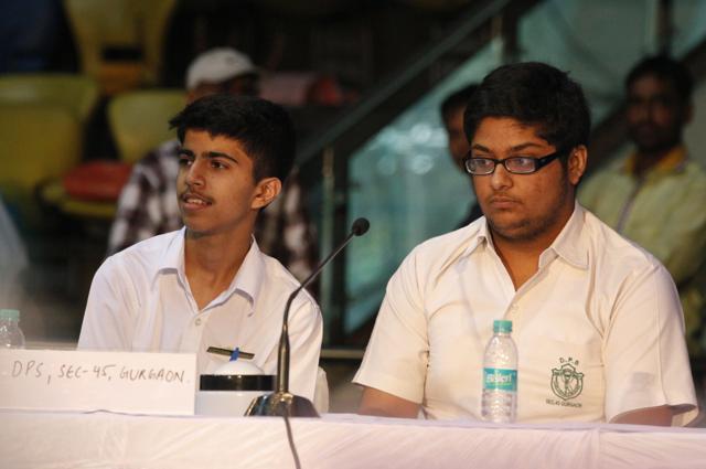 Ishaan Singh Dhindsa, left and Shubham Sharma, of Delhi Public School, Sec-45, Gurgaon became the first runners-up at the HT-PACE inter-school quiz on Monday. (Sanchit Khanna/Hindustan Times) Ishaan Singh Dhindsa, left and Shubham Sharma, of Delhi Public School, Sec-45, Gurgaon became the first runners-up at the HT-PACE inter-school quiz on Monday. (Sanchit Khanna/Hindustan Times)
