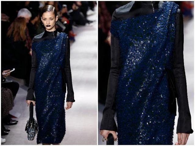 Blue is one of next season’s “must-haves” of pastel tones and brights usually associated with spring (along with lemon yellow, fuchsia, orange and purple). Dior went for a deep sparkly blue. (AFP) 