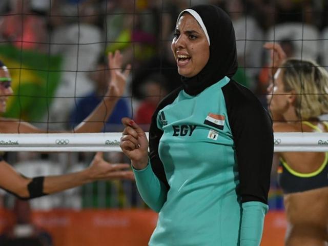 “I have worn the hijab for 10 years... It doesn’t keep me away from the things I love to do, and beach volleyball is one of them,” says Eyptian beach volleyball player Doaa Elghobashy. (AFP) “I have worn the hijab for 10 years... It doesn’t keep me away from the things I love to do, and beach volleyball is one of them,” says Eyptian beach volleyball player Doaa Elghobashy. (AFP)