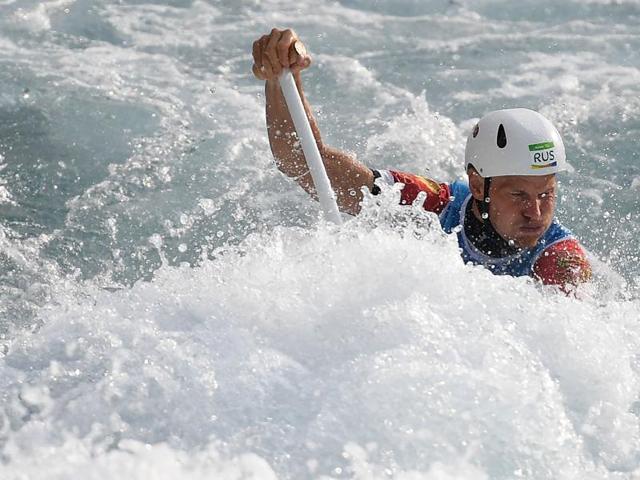 Russia's Aleksandr Lipatov competes in the Men's C1 canoe slalom competition at the Whitewater stadium. (AFP Photo) Russia's Aleksandr Lipatov competes in the Men's C1 canoe slalom competition at the Whitewater stadium. (AFP Photo)