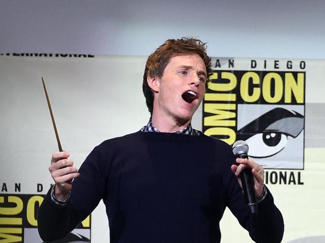 Eddie Redmayne waves a wand at the Fantastic Beasts and Where to Find Them panel on day 3 of Comic-Con International on Saturday, July 23, 2016, in San Diego.(Chris Pizzello/Invision/AP) Eddie Redmayne waves a wand at the Fantastic Beasts and Where to Find Them panel on day 3 of Comic-Con International on Saturday, July 23, 2016, in San Diego.(Chris Pizzello/Invision/AP)
