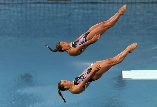 Italy’s Francesca Dallape and Tania Cagnotto in action. Diving has traditionally been dominated by China, with the rest more or less fighting for the scrap. (kai pfaf/REUTERS)
