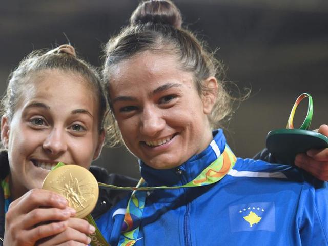 Judoka Majlinda Kelmendi won Kosovo’s first ever Olympics gold in the women's -52kg on Sunday. (AFP) Judoka Majlinda Kelmendi won Kosovo’s first ever Olympics gold in the women's -52kg on Sunday. (AFP)