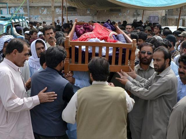 The blast, followed by firing, occurred as a crowd of some 200 people, mostly lawyers and journalists, gathered at Quetta’s Civil Hospital to accompany the body of Balochistan Bar Association president Bilal Anwar Kasi, who was shot dead by unidentified gunmen while on his way to work. (AP) The blast, followed by firing, occurred as a crowd of some 200 people, mostly lawyers and journalists, gathered at Quetta’s Civil Hospital to accompany the body of Balochistan Bar Association president Bilal Anwar Kasi, who was shot dead by unidentified gunmen while on his way to work. (AP)
