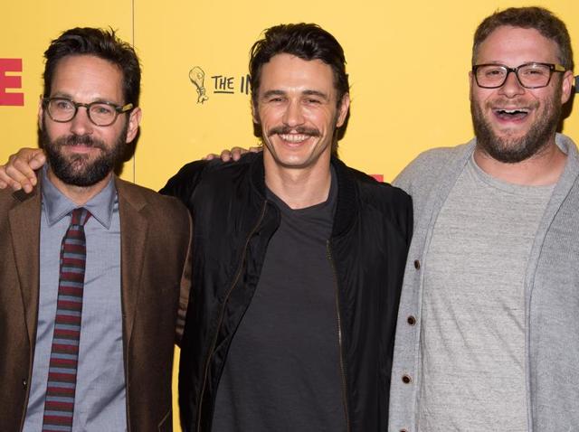 Paul Rudd, from left, James Franco and Seth Rogen attend a screening of the R-rated animated film Sausage Party at the Sunshine Landmark. (Charles Sykes/Invision/AP) Paul Rudd, from left, James Franco and Seth Rogen attend a screening of the R-rated animated film Sausage Party at the Sunshine Landmark. (Charles Sykes/Invision/AP)