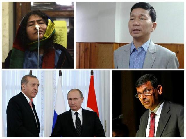(Clockwise from top) Irom Sharmila ends her fast against Afspa, former Arunachal CM Kalikho Pul found hanging; Turkey-Russia hold talks; Rajan retains rates in monetary policy. (Agencies) (Clockwise from top) Irom Sharmila ends her fast against Afspa, former Arunachal CM Kalikho Pul found hanging; Turkey-Russia hold talks; Rajan retains rates in monetary policy. (Agencies)