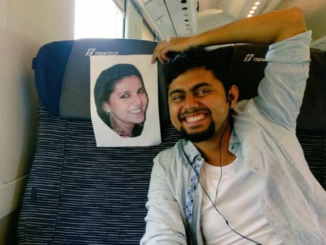 Faizan Patel posted this picture of himself enroute to Italy, captioned, “This is how I’m travelling with my wife.” Faizan Patel posted this picture of himself enroute to Italy, captioned, “This is how I’m travelling with my wife.”