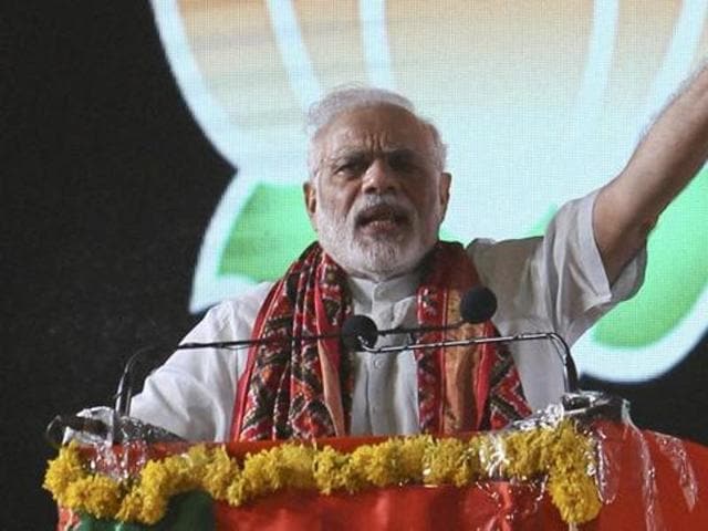 Prime Minister Narendra Modi addresses a rally in Hyderabad.(PTI File Photo)