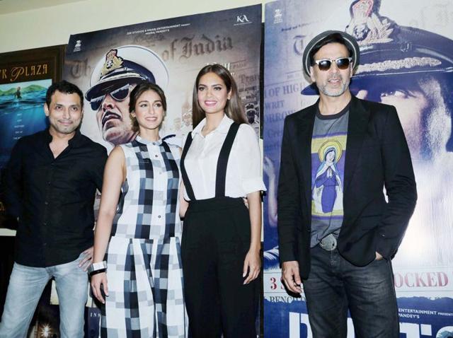 Akshay Kumar, Ileana D’Cruz, Esha Gupta and Neeraj Pandey during a Press Conference for Rustom in New Delhi. (PTI) Akshay Kumar, Ileana D’Cruz, Esha Gupta and Neeraj Pandey during a Press Conference for Rustom in New Delhi. (PTI)