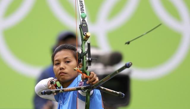 Bombayla Devi Laishram in action. (REUTERS) Bombayla Devi Laishram in action. (REUTERS)