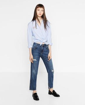 Buy fashionable slouchy ripped jeans with loafers. (Zara) Buy fashionable slouchy ripped jeans with loafers. (Zara)