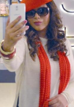 Zeenat Aman takes a selfie while shooting the web series.