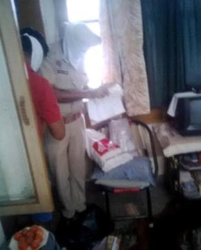 Police in the house where the bodies were found. (HT Photo)
