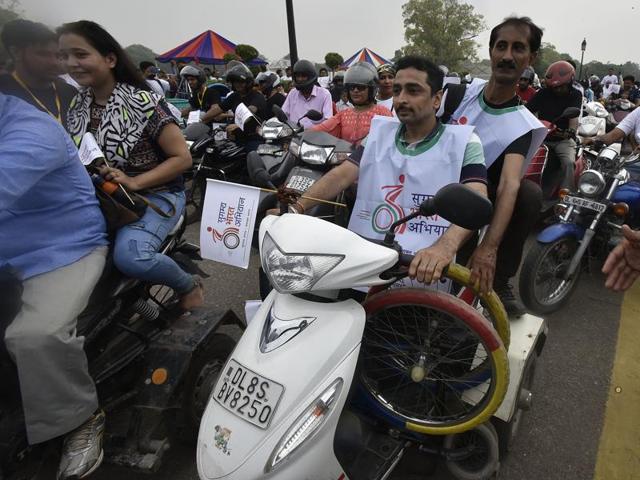 Vivek Oberoi, the brand ambassador of Accessibly India Campaign, at an event organised by the department of empowerment of person with disabilities, ministry of social justices and empowerment in New Delhi in July.(Raj KRaj/HT file photo)