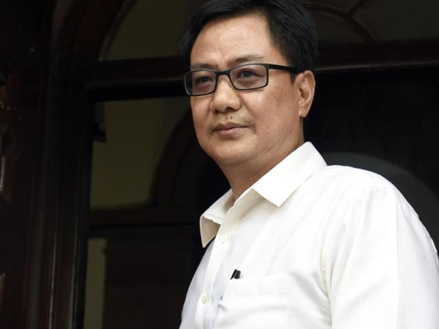 Union minister of state home affairs Kiren Rijiju arrives for the Parliament Monsoon Session in New Delhi, India on August 08, 2016. The minister said justice for terror victims can only be ensured when no country patronises terror elements. (Sonu Mehta/HT Photo) Union minister of state home affairs Kiren Rijiju arrives for the Parliament Monsoon Session in New Delhi, India on August 08, 2016. The minister said justice for terror victims can only be ensured when no country patronises terror elements. (Sonu Mehta/HT Photo)