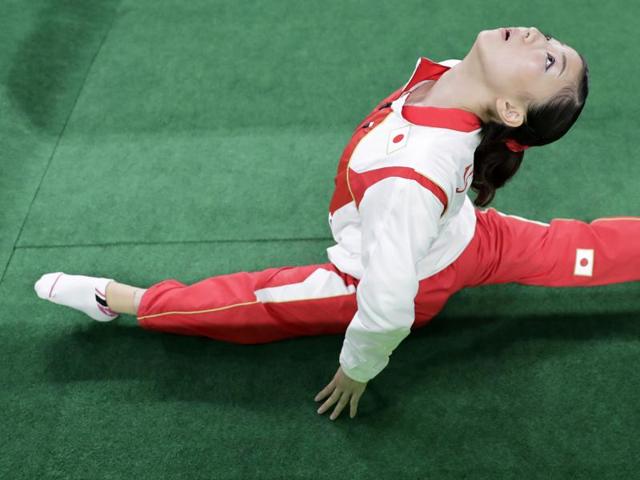 Japan's Asuka Teramoto warms up before her vault routine during the artistic gymnastics women's team final at the 2016 Summer Olympics. (AP) Japan's Asuka Teramoto warms up before her vault routine during the artistic gymnastics women's team final at the 2016 Summer Olympics. (AP)