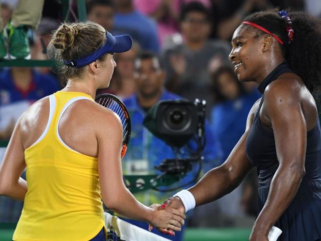 Serena Williams congratulates Elina Svitolina after the third-round match. (AFP Photo) Serena Williams congratulates Elina Svitolina after the third-round match. (AFP Photo)