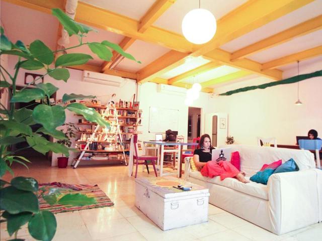 Harkat Studios in Andheri has angled furniture to create privacy Harkat Studios in Andheri has angled furniture to create privacy