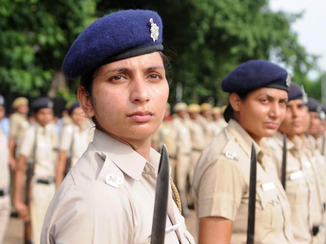 Police personnel at rehearsals for the I-Day parade in Chandigarh on Thursday. (Anil Dayal/HT Photo)