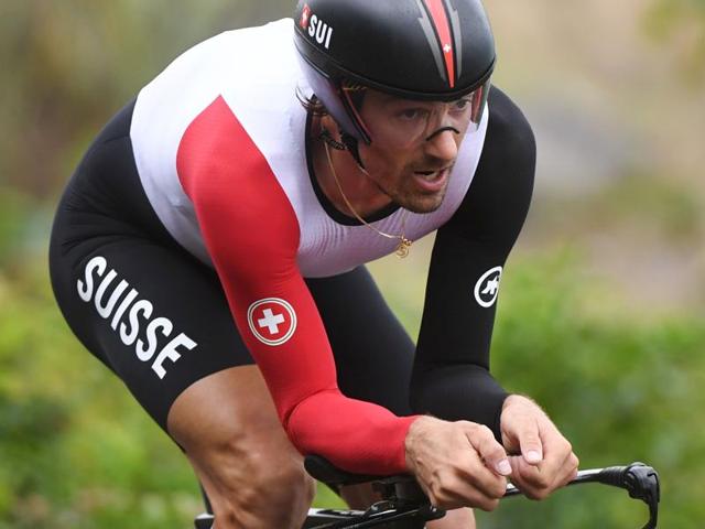 Switzerland's Fabian Cancellara cycles during the Men's Individual Time Trial event. (AFP Photo) Switzerland's Fabian Cancellara cycles during the Men's Individual Time Trial event. (AFP Photo)