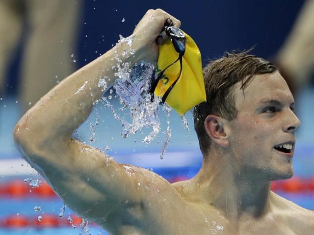 Australia's Kyle Chalmers celebrates winning the gold in the men's 100-meter freestyle. (AP Photo) 