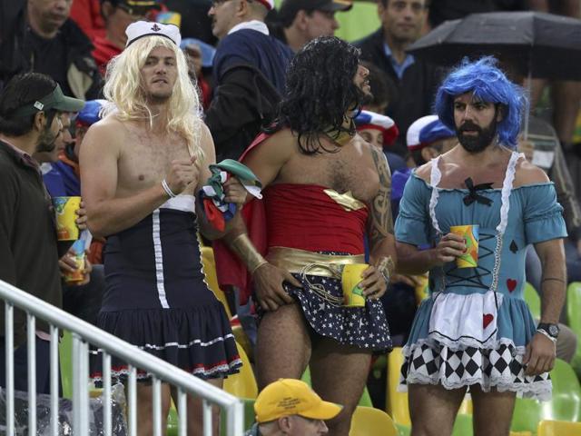 These Rugby fans surely lost a bet. At least we hope they did. (REUTERS)