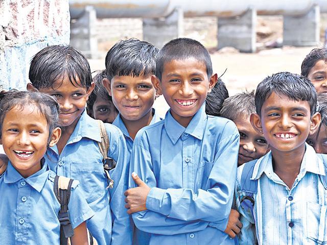 School children at a camp for Pakistan refugees in Jodhpur, Rajasthan. (Aishwarya Kandpal / HT Photo ) School children at a camp for Pakistan refugees in Jodhpur, Rajasthan. (Aishwarya Kandpal / HT Photo )