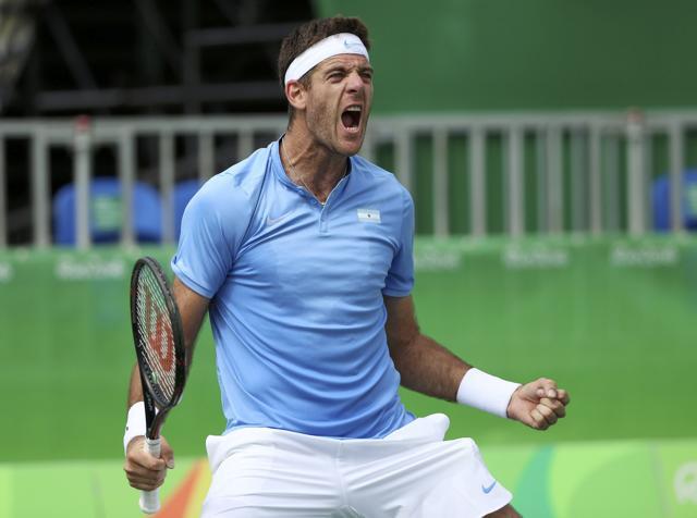 Juan Martin Del Potro of Argentina celebrates after winning his match against Taro Daniel of Japan. (REUTERS) Juan Martin Del Potro of Argentina celebrates after winning his match against Taro Daniel of Japan. (REUTERS)
