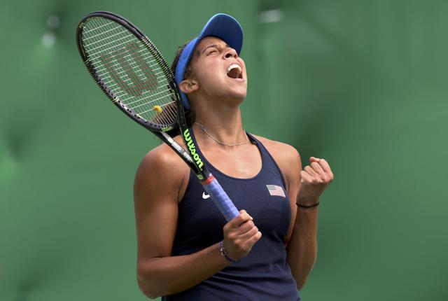 Madison Keys of USA celebrates after winning her match against Daria Kasatkina of Russia. (REUTERS) Madison Keys of USA celebrates after winning her match against Daria Kasatkina of Russia. (REUTERS)