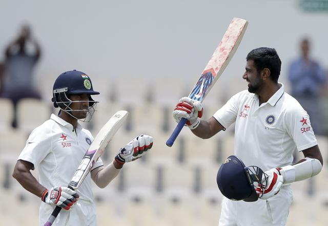 India's Ravichandran Ashwin celebrates after he scored a century against West Indies. (AP Photo) India's Ravichandran Ashwin celebrates after he scored a century against West Indies. (AP Photo)