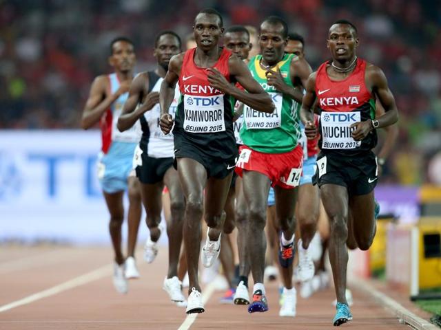 Kenya’s Geoffrey Kamworor, who narrowly lost out to Farah in 10,000m at last year’s World Championships in Beijing, is expected to be chief among the challengers in Rio, along with Ethiopia’s Muktar Edris. (Getty Images) Kenya’s Geoffrey Kamworor, who narrowly lost out to Farah in 10,000m at last year’s World Championships in Beijing, is expected to be chief among the challengers in Rio, along with Ethiopia’s Muktar Edris. (Getty Images)