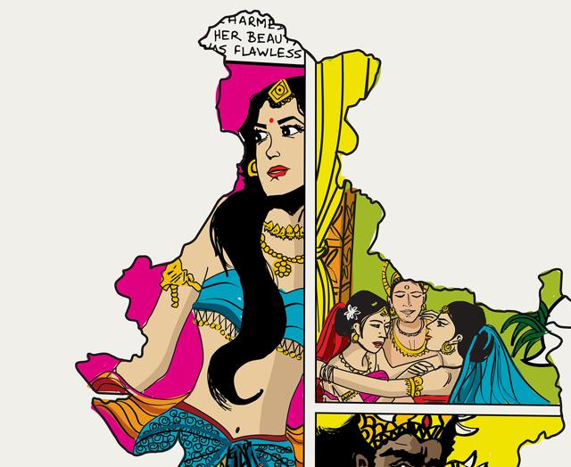 Artist Hari Krishnan depicts 1967, the birth year of Amar Chitra Katha, India’s unique comic book approach to recast mythology for children and youth. Artist Hari Krishnan depicts 1967, the birth year of Amar Chitra Katha, India’s unique comic book approach to recast mythology for children and youth.