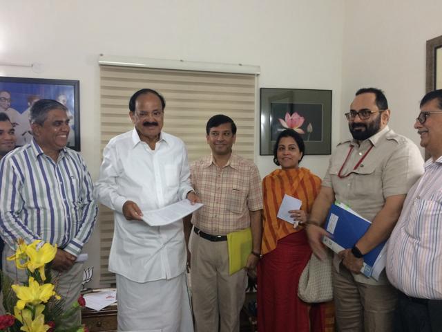 Homebuyers whose projects have been delayed submitted their suggestions on RERA to MoUD minister Venkaiah Naidu along with Rajeev Chandrasekhar, member of parliament. (HT) Homebuyers whose projects have been delayed submitted their suggestions on RERA to MoUD minister Venkaiah Naidu along with Rajeev Chandrasekhar, member of parliament. (HT)