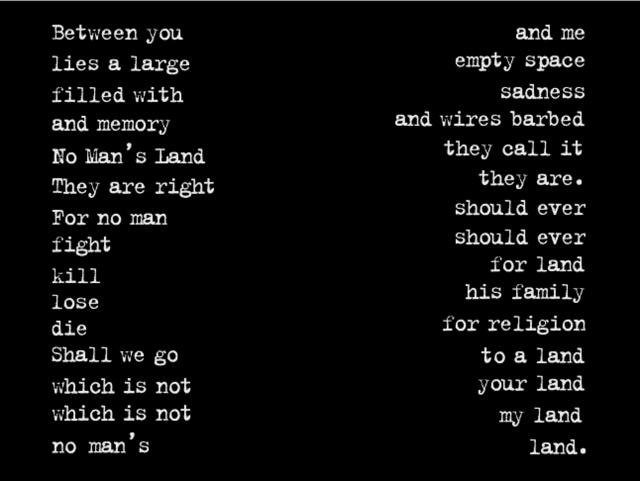 Another poster to be used as part of the art work for the project. These lines have been penned by Sonam Kalra (Photo courtesy Sonam Kalra) Another poster to be used as part of the art work for the project. These lines have been penned by Sonam Kalra (Photo courtesy Sonam Kalra)
