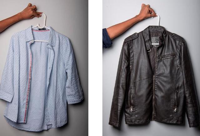 A shirt from Enso and a leather jacket from Diesel   (Photo: Aalok soni/HT) 