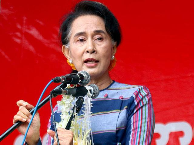 File photo of Myanmar’s foreign minister Aung San Suu Kyi at a news conference in Naypyitaw in April. (Reuters) File photo of Myanmar’s foreign minister Aung San Suu Kyi at a news conference in Naypyitaw in April. (Reuters)