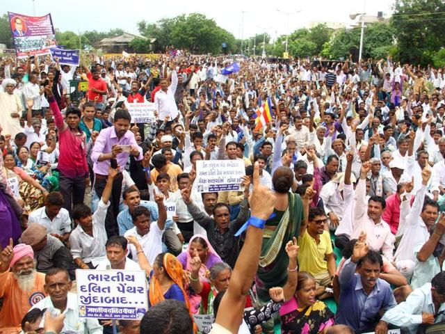 Dalits protest against recent attack on Dalit men at Una, in Ahmedabad, Gujarat, July 20(AP) Dalits protest against recent attack on Dalit men at Una, in Ahmedabad, Gujarat, July 20(AP)