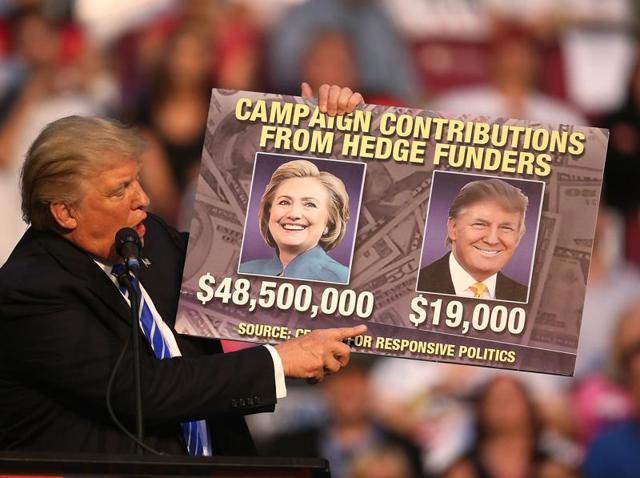 Republican presidential nominee Donald Trump holds up a chart as he speaks during his campaign event at the BB&T centre in Fort Lauderdale, Florida. (AFP) Republican presidential nominee Donald Trump holds up a chart as he speaks during his campaign event at the BB&T centre in Fort Lauderdale, Florida. (AFP)