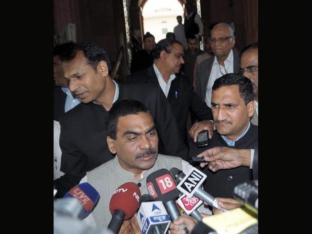 Congress’ L Rajagopal sprayed pepper gas during the introduction of the Telangana Bill in the Lok Sabha. (PTI file) Congress’ L Rajagopal sprayed pepper gas during the introduction of the Telangana Bill in the Lok Sabha. (PTI file)