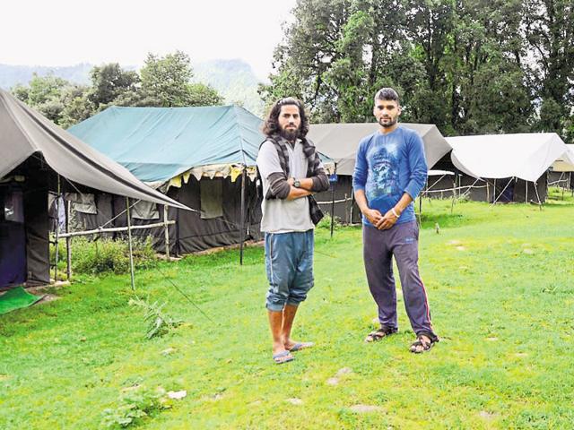 n Young entrepreneurs outside their tents at Dugalbatia in Rudraprayag district. (Arvind Moudgil/HT Photo) n Young entrepreneurs outside their tents at Dugalbatia in Rudraprayag district. (Arvind Moudgil/HT Photo)