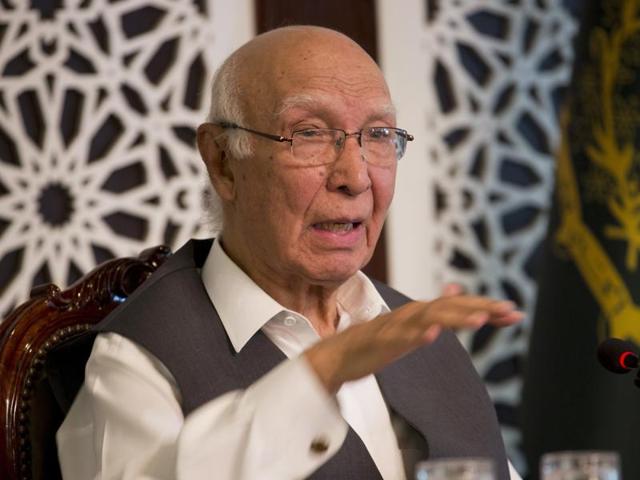 Pakistani prime minister’s adviser on foreign affairs, Sartaj Aziz, addresses a news conference in Islamabad on Friday. (AP) Pakistani prime minister’s adviser on foreign affairs, Sartaj Aziz, addresses a news conference in Islamabad on Friday. (AP)