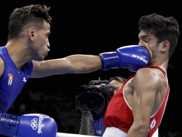 Shiva Thapa lost all three rounds of the bantamweight 56kg category to Cuban Robeisy Ramirez. (AP)
