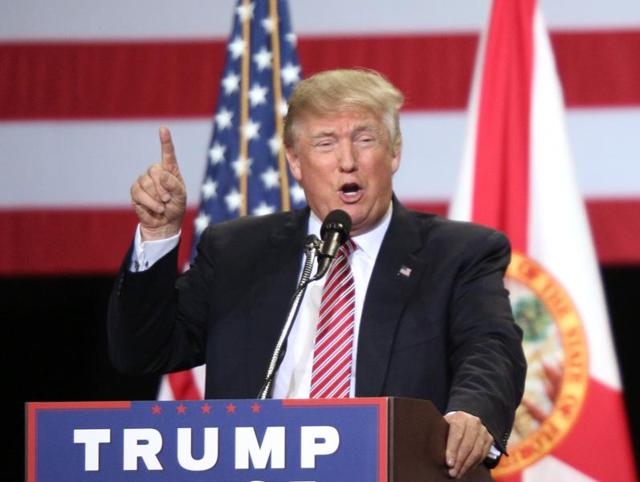 Republican presidential candidate Donald Trump addresses supporters during a campaign rally in Kissimmee, Florida, on Thursday. (AFP) Republican presidential candidate Donald Trump addresses supporters during a campaign rally in Kissimmee, Florida, on Thursday. (AFP)