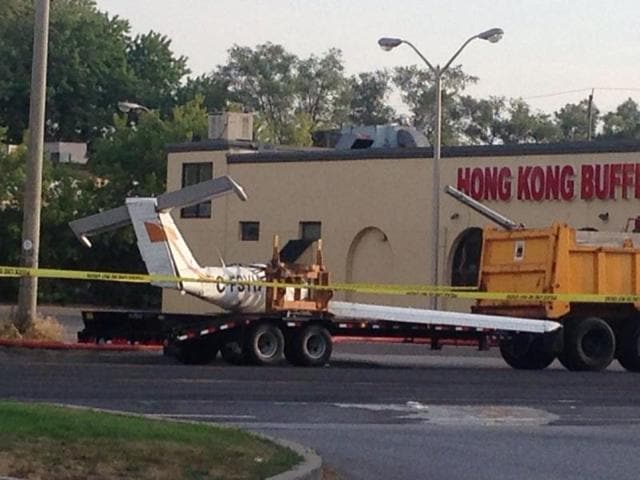An image tweeted by a Canadian man shows the wreckage of the plane that crashed in Peterborough(Twiiter@carl680)