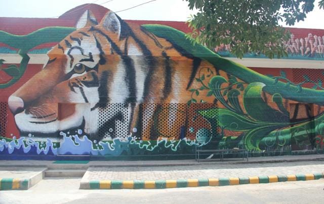 National animal, Tiger, a symbol of strength at District Prison Gurgaon. National animal, Tiger, a symbol of strength at District Prison Gurgaon.