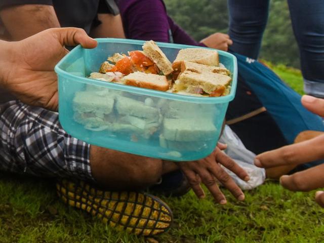 The three-hour trek to Kalavantin Durg is incomplete with snack breaks, which keep the trekkers going. (Pratik Chorge)