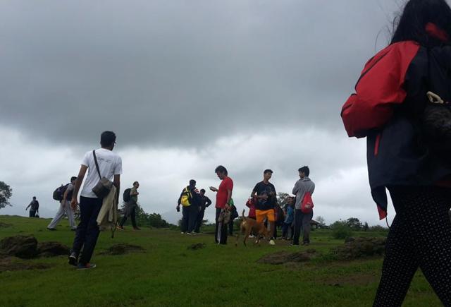 Trekkers halt at Prabalmachi during the Kalavantin Durg trek to soak in the breathtaking views. (Pratik Chorge)
